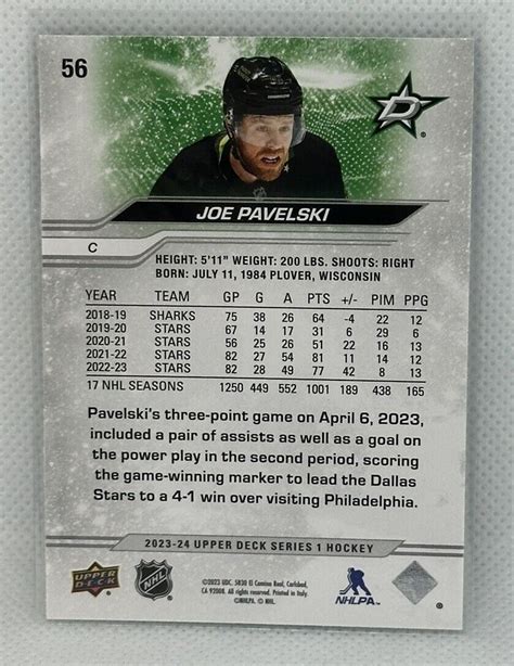 Joe Pavelski Upper Deck Series Dallas Stars D Ebay