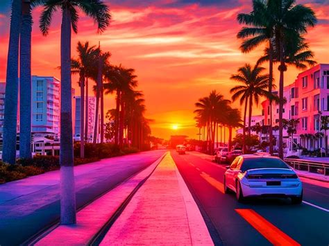 Premium Photo Sunset At The Miami Beach With Miami Street 4k Free