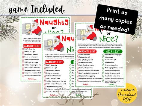 Naughty or Nice Christmas Game Christmas Party Game Printable Christmas ...