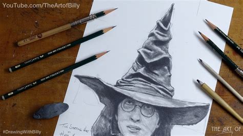 Drawing The Sorting Hat On Top Of Harry Potters Head Youtube