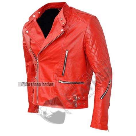 Brando Style Red Biker Leather Jacket