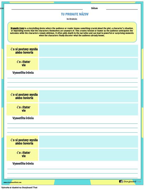 Dramatick Ir Nia Pracovn List Storyboard By Sk Examples