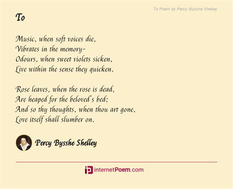 To Poem by Percy Bysshe Shelley