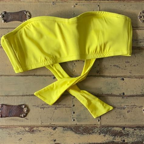 J Crew Swim J Crew Bikini Top Stretch Yellow Bandeau Bikini Top M Poshmark