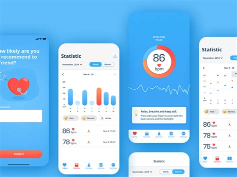 Heart Rate monitor app by Irina Arbuzova on Dribbble