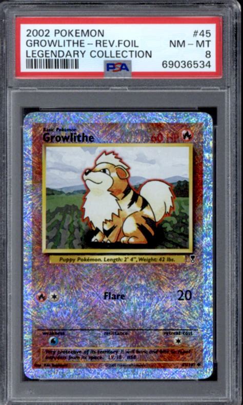 Pokemon Legendary Collection Reverse Holo Foil Growlithe 45110 Psa 8