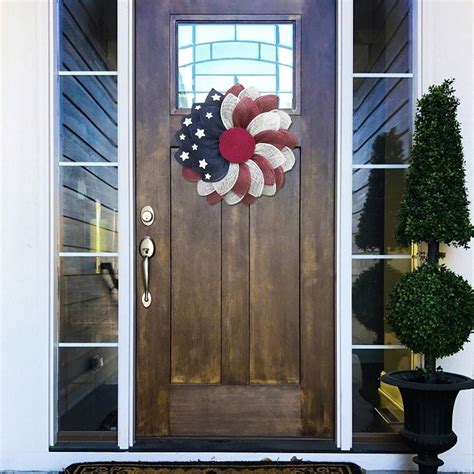 Th Of July Front Door Wreath Patriotic Memorial Day Red Blue American