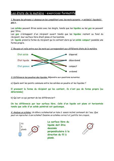 les états de la matière cours