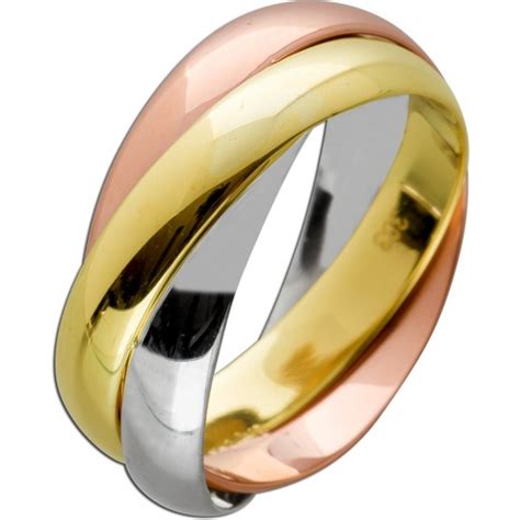 Tricolor Ring Gelbgold Weissgold Rosegold 333 8 Karat Fest Halbmassiv