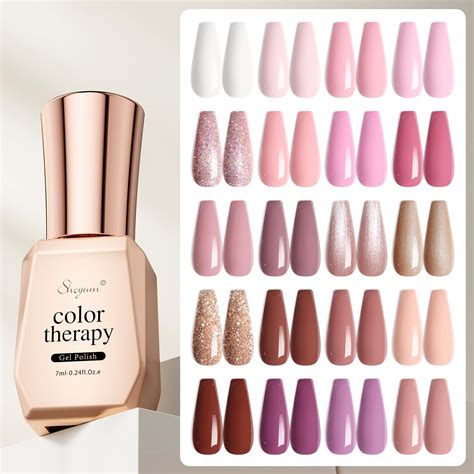 Amazon SHOYUM 24 Pcs Gel Nail Polish Kit 20 Colors Nude Pink Gel