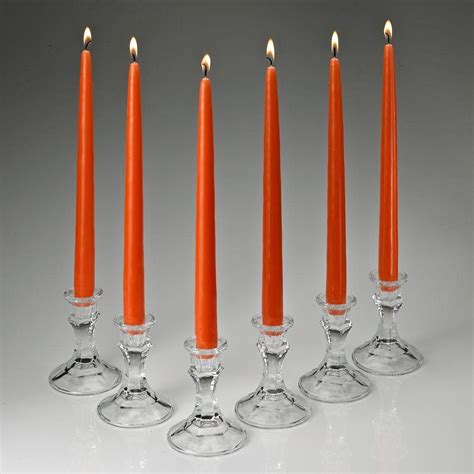 Light In The Dark 12 In Tall 34 In Thick Elegant Orange Unscented Taper Candles Set Of 12