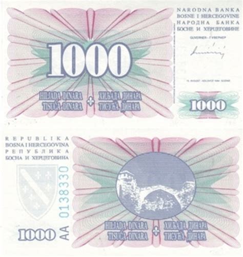 1000 Dinara Bosnia Y Herzegovina Numista