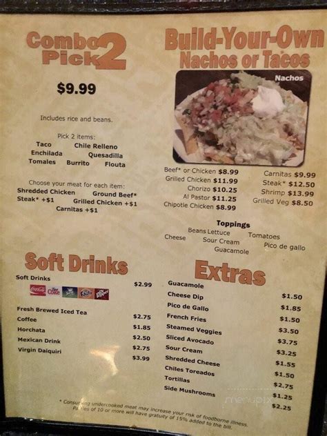 Menu Of Mangos Mexican Restaurant In Hendersonville Tn 37075