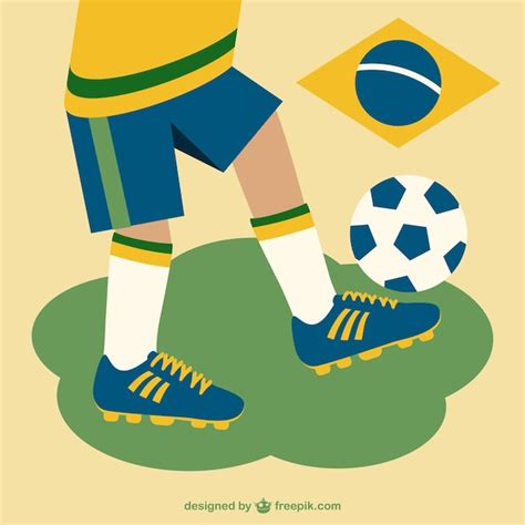 Free Vector | Man playing soccer with brazilian colors