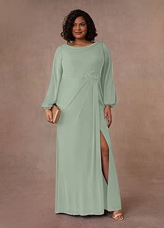 Azazie Satasha Dusty Sage A Line Cowl Neckline Lace Mesh Dress Azazie Ca