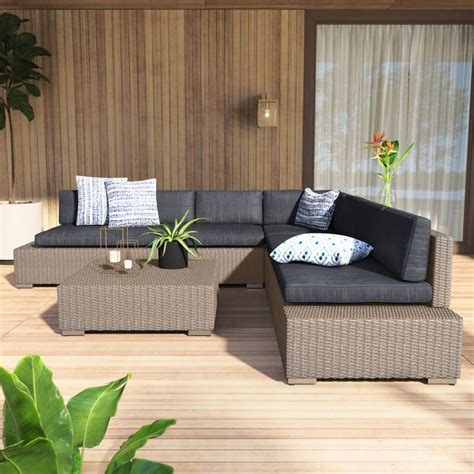 Furst 4 Piece Rattan Sectional Set with Cushions | Sofa design, Outdoor furniture sets ...