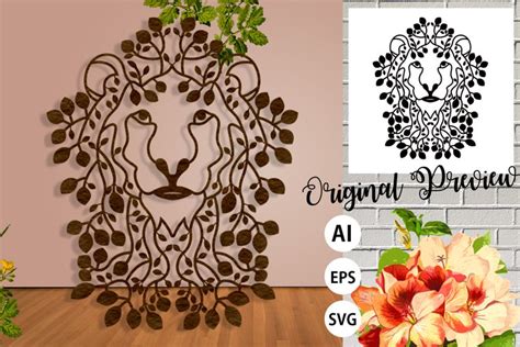 Lion Intricate Paper Cut Design SVG Cut Files