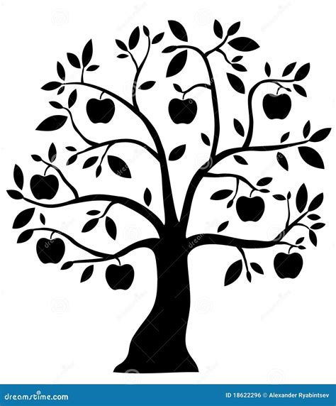 Apple tree clipart black and white