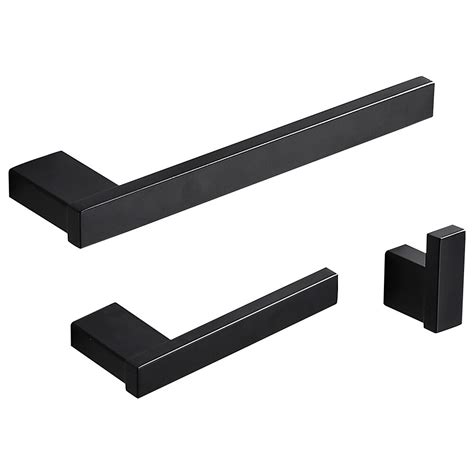 Matte Black 3 Stuk Badkamer Accessoires Set Rvs Wa Grandado