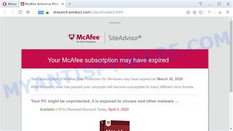 How To Remove Your McAfee Subscription Has Expired Pop Up Scam Virus