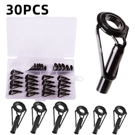 Htovila 30pcs Fishing Rod Tips Stainless Steel Ceramic Ring Guide