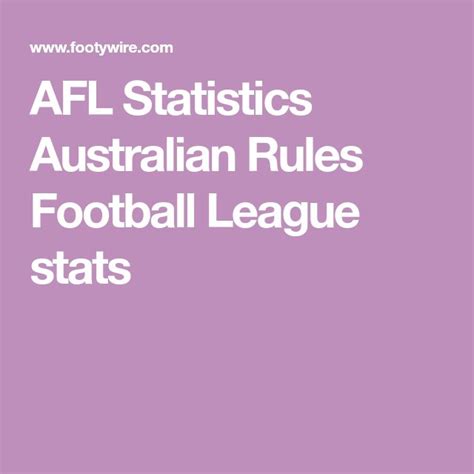 AFL Statistics Australian Rules Football League stats | Australian ...