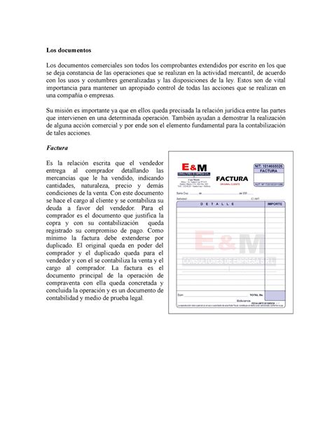 Documentos Comerciales Estos Son De Vital Importancia Para Mantener