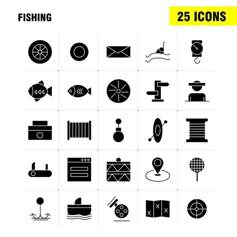 Fishing Solid Glyph Icon Pack For Designers And Developers Icons Of