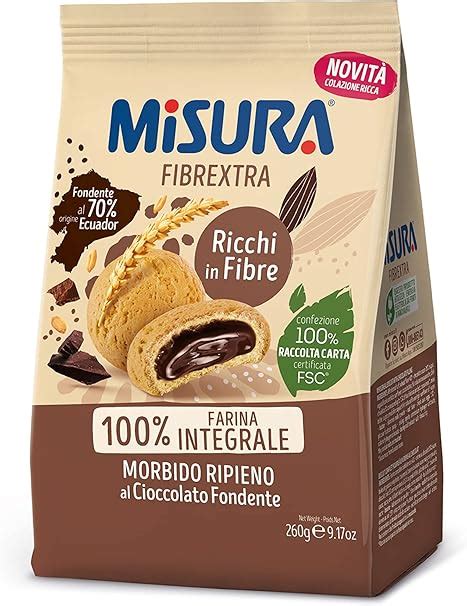 Misura Biscotti Integrali Ripieni Di Cioccolato Fondente Fibrextra