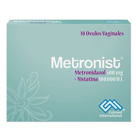 Metronist Metronidazol Nistatina 500mg 100 000UI Colmed Caja x 10 Óvulos