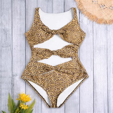 Kenancy Plus Size Plunge Neck Leopard Print Bodysuits Women Sleeveless