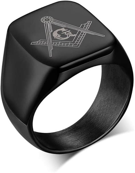 Mealguet Stainless Steel Polished Men S Freemason Masonic Symbol Signet