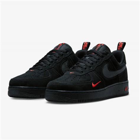 Nike Air Force 1 07 LV8 Multi Swoosh Black Crimson Reflective Black