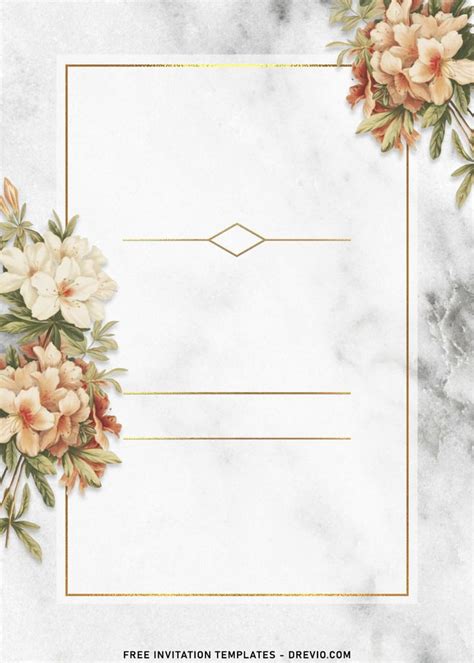 Modern Embrace Marble Floral Wedding Invitation Templates Blank