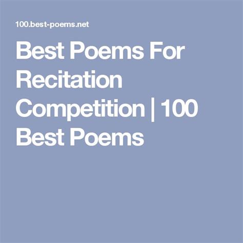 Good Poems For Recitation