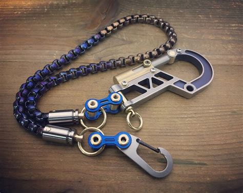 Biker Walletchain With Ti Bolt Carabiner And Double Swivel Etsy