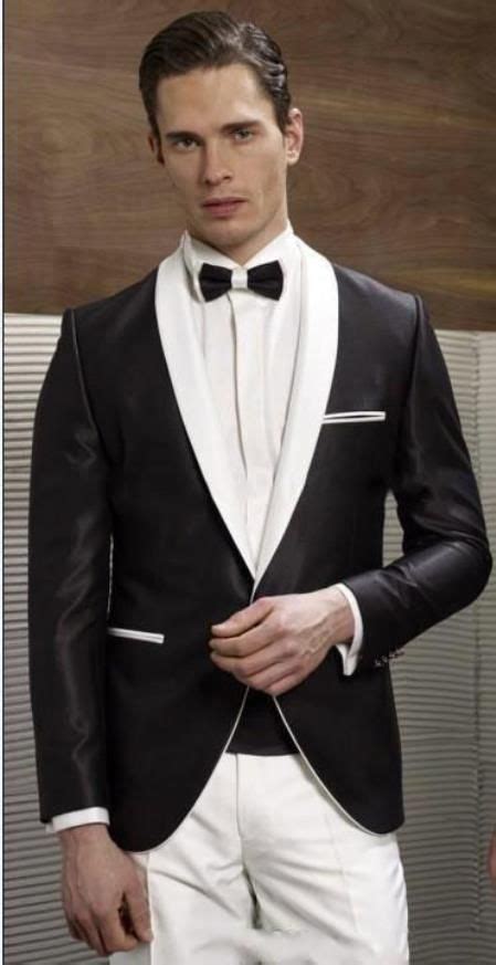 Single Button Black And White Lapel Shawl Lapel Mens Dinner Jacket