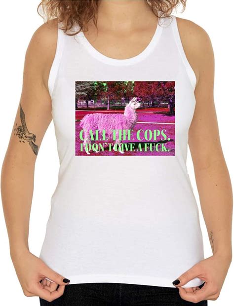 Lamma Call The Cops I Dont Give A Fuck Camiseta Sin Mangas Sin Mangas Para Mujer Amazon Es Ropa