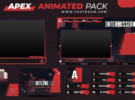 Apex Legends Animated Twitch Stream Overlay Full Package Streamlabs