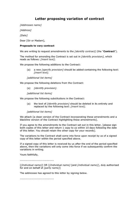 Change Of Contract Letter Template Airak Throughout Change Of