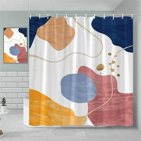 Bohemian Shower Curtain Romantic Mid Century Modern Minimalist Abstract