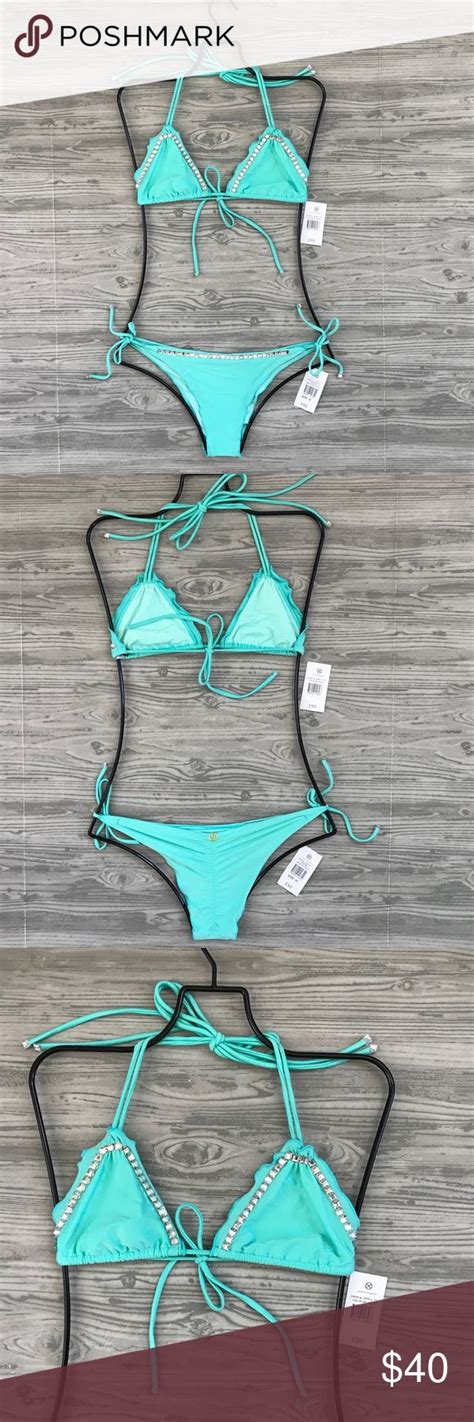 Vix Swimwear Aqua Crystal Ripple Bikini Set Brazil Vix Swimwear