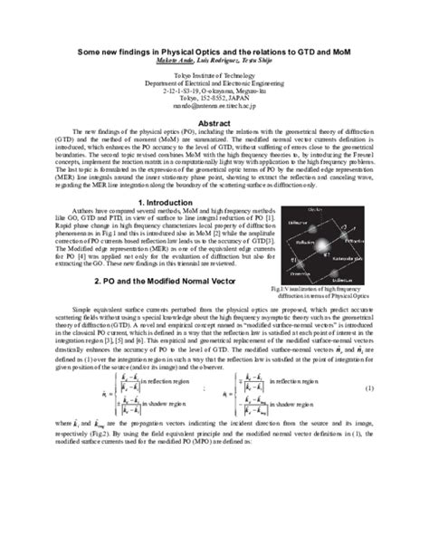 Pdf Some New Findings In Physical Optics And The Relations To Gtd And Mom