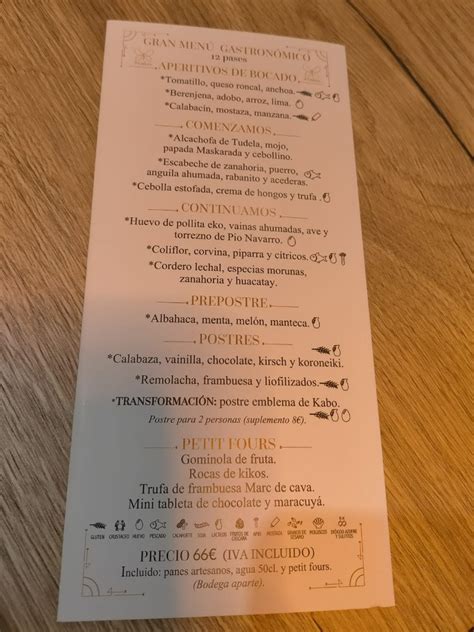 enjoty Carta de Restaurantes Restaurante Kabo en Pamplona Gran menú