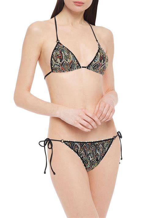 MISSONI MARE Mare Metallic Crochet Knit Triangle Bikini THE OUTNET