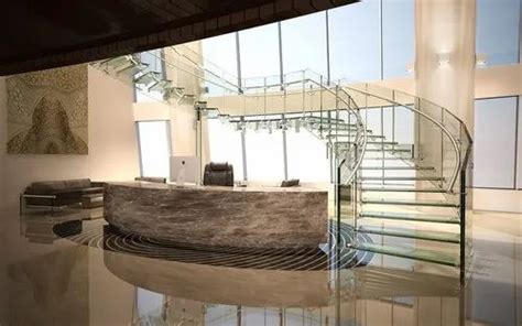 Transparent Ss Handrailings Staircase Toughened Glass For