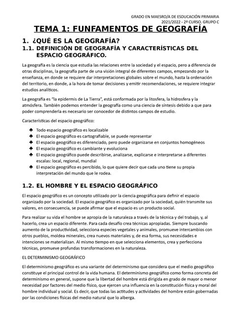 Apuntes Fundamentos De Geograf A Curso Grupo C Tema