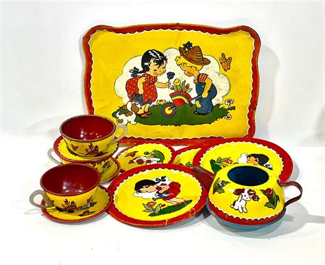 Vintage Children's Tea Set Girl Boy Garden Illustrator - Etsy