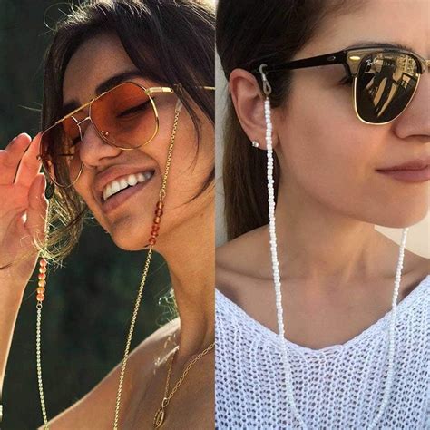 Bohend Boho Sunglasses Chain 2 Pcs Gold Bohemian Women Eyeglasses Chain Bead Glasses Accessories