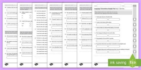 Naplan Style Language Conventions Year Set One Exam Questions Pack